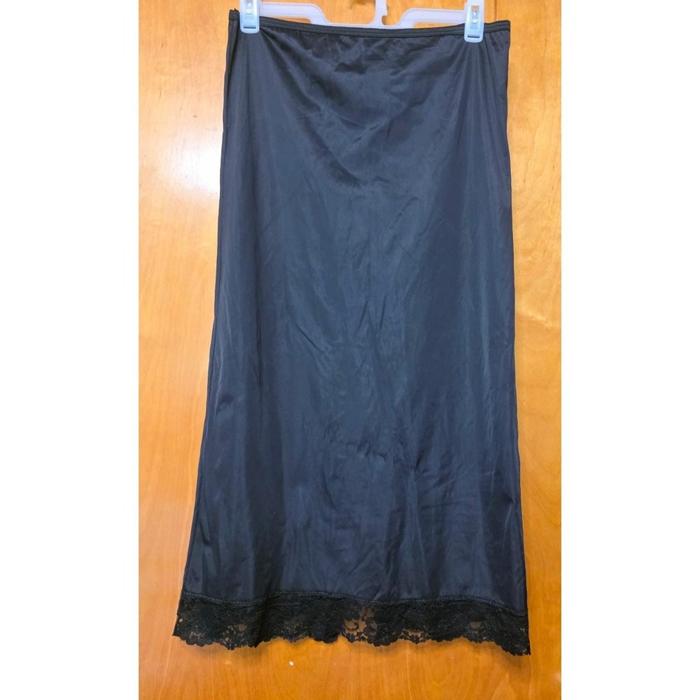 Vintage OPALAIRE Half Slip Dupont Nylon Union Label Lrg Black 35" Long 15" Slit